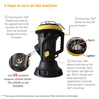 4000 BTU Portable Propane Heater | ODS & Tip-Over Protection, Heats up to 95 Sq.Ft, 5.5 Hours Max Run Time