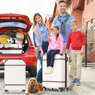 Hardshell Luggage Sets 4 Pieces Spinner Suitcase with TSA Lock Lightweight White ABS