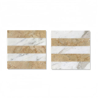 Elegant White and Gold Waterjet Polished Marble Tile for Floor and Wall, 12x12 Inch, Natural Stone