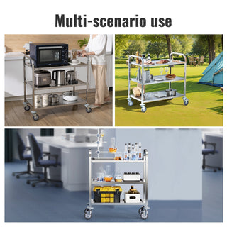 VEVOR 3-Tier Stainless Steel Utility Cart | 400 lbs Capacity Medical, Lab & Kitchen Cart