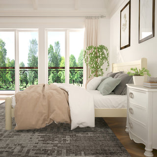 King Size Wood Platform Bed Frame with Headboard and Wooden Slat Support,Beige