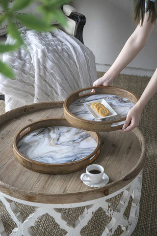 S/5 French Country Home Decor Collection (Includes an artificial plant, vase, trays, stool and side table)