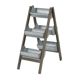 
Farmhouse Foldable Reed Galvanized and Wood Ladder Planter 14.2' x 7.5' x 70.9'
