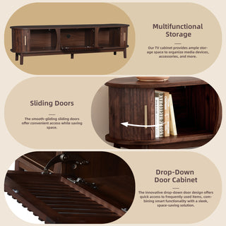 Modern Farmhouse TV Stand for 75" TVs – Wood Entertainment Center with Storage Cabinets & Shelves, TV Console Table for Living Room or Bedroom