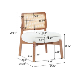 [Set of 2] Modern Beige Lounge Chairs – Woven Backrest, Wooden Frame Accent Chairs for Living Room, Bedroom, or Office