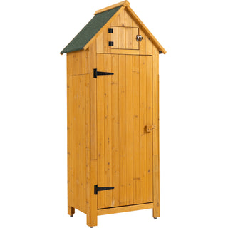 30.3'L x 21.3'W x 70.5'H Outdoor Storage Cabinet Tool Shed – Wooden Garden Shed, Natural Finish