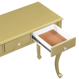 Luxury Makeup Vanity Desk - Gold Dressing Table with Oval Mirror
