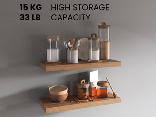 Ecco 31.5" Wide Floating Shelves Set of 2 – Wall Shelves for Bedroom, Bathroom Storage, Book Shelves for Living Room Decor