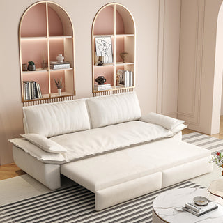 73.2'Queen Pull Out Sofa Bed,3-in-1 Convertible Sleeper Sofa,Multi-Functional Velvet Loveseat Bed,Beige/White