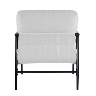 27.56" Modern Accent Chair with Plush Cushions, Minimalist Metal Frame and Wooden Armrests – Ideal for Living Room, Bedroom, or Office Seating