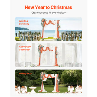 Artificial wedding arch flowers kit in orange with 33 ft draping fabric