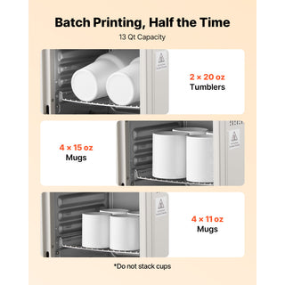 Sublimation Oven Machine, 13 Qt, Fits 20oz Tumblers, with 1 Heat Air Gun, 50 Shrink Films, 1 Tape and 2 Heat Gloves, Oven for Sublimation Blank Tumblers, Mugs, Bowls, Off-White