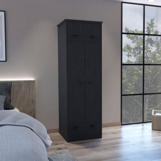 Falkland Black Armoire with Drawer and Hinged Storage | Modern Closet