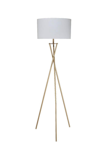 64.5" Tall 'Ester' Mid-Century Metal Floor Lamp | Hourglass Design & Matte Gold Finish