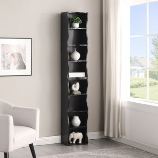 8-Tier Ultra-Thin Wavy Bookshelf | Adjustable Narrow Display Shelf