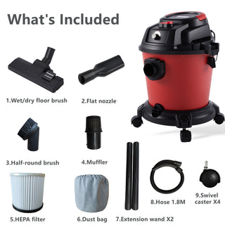 Wet Dry Vac, 5 Gallon,4.3 Peak HP, 3 in 1 Shop Vacuum with Blowing Function, Wet/Dry Vacuum to Clean Floor, Upholstery, Gap, Car, Black