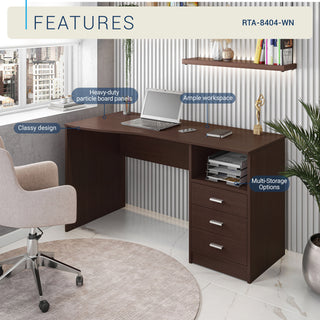 Classic Computer Desk with Multiple Drawers, Wenge