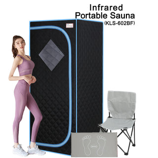 Full Size Portable Infrared Sauna Tent | Home Spa w/ Heating Foot Pad &amp; Reading Light (Black)