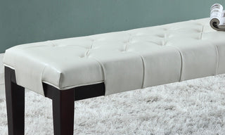 Linon Tufted Bench, Faux Leather, White