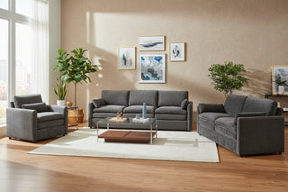 Modern 102.4" Beige Corduroy Sofa - Deep Seat Plush Cloud Couch