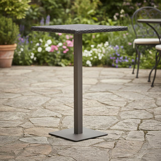 Outdoor 26" x 26" Square PE Rattan Bar Table | Iron Frame, Multibrown Finish