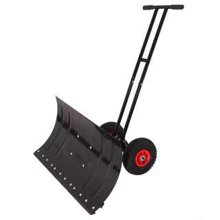 Garvee 30" Heavy Duty Snow Shovel with Wheels, Adjustable Angle & Height Ergonomic Handle, Carbon Steel Blade for Driveway & Sidewalk