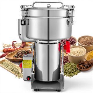 2000g Electric Grain Mill Grinder, 3400W 32000RPM High Speed Spice Corn Dry Grinding Machine, Stainless Steel Pulverizer Powder Machine for Dried Grains Coffee Beans Spices Nuts (270° Swing Type)