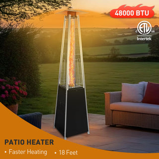 48,000 BTU Patio Heater Propane Outdoor Heater with Wheels & Cover – Garden, Terrace, Poolside, Commercial & Residential Use