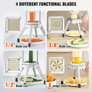 Commercial Vegetable Chopper & Dicer – Heavy Duty Food Cutter with 4 Interchangeable Blades – Industrial Fruits Dicer for Restaurant Kitchen Use
