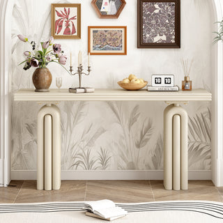 U_STYLE Chic, Elegant and Luxurious Acacia Veneer Console Table,Suitable for Entryway, Hallway, Living Room, Foyer, Corridor