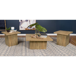 Exeter mango square 3-piece coffee table set with 1 coffee table and 2 end tables