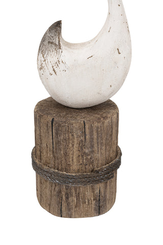 White Paulownia Wood Swan Sculpture, Brown Base