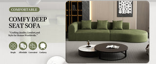 123*37 inch extra large deep modular sofa, cloud sofa 4-person sofa, can sit or lie down, living room corduroy modular sofa, no assembly required, green