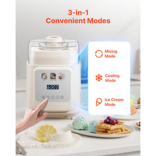 Upright Automatic Ice Cream Maker with Compressor, White