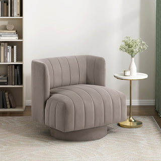 Modern Swivel Chair Upholstered Comfort Taupe Stylish Living Room Furniture 1pc Accent Chair Contemporary Design Barrel Back