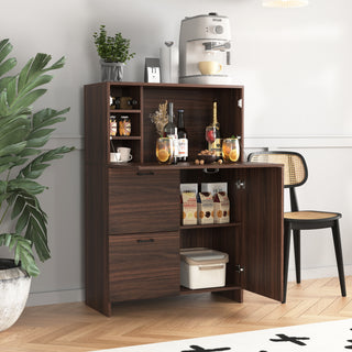 Desk Cabinet, with Storage Drawer & Shelves, Fold-up Desktop, Ideal for Home, Office, Kitchen storage organizer, Dormitory, Small Spaces W31.49'xD13.78'xH47.2'