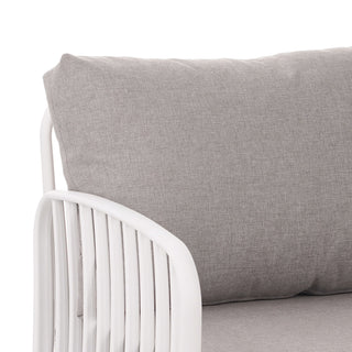 Outdoor Patio Club Chair, Modern Patio Furniture, Waterproof Thick Cushion Deep Seating for Porch, Balcony, White & Light Gray