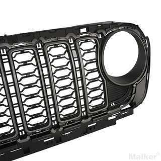 Front Mesh Grille Grid Grill for 2018-2024 Jeep Wrangler Rubicon Sahara Sport JL/JT Grill With Camera Hole Black Plastic