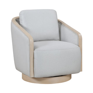 Gray Accent Chair Modern Living Room Furniture, 1pc Swivel Lounge Chair Luxury Comfort Wood Trim Arm
