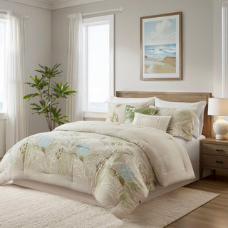 6-Piece Full Oversized Cotton Comforter Set with Throw Pillow
