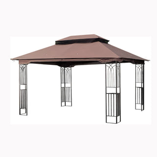 13x10 Outdoor Patio Gazebo Canopy Tent with Ventilated Double Roof & Detachable Mosquito Net – Brown Top Garden Shelter for Lawn, Backyard, Deck, or Patio