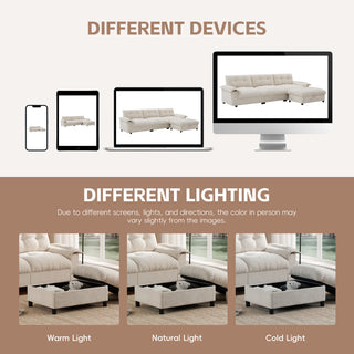 104" L-Shape Sectional Sofa | Modern Couch with USB, Storage & Ottoman