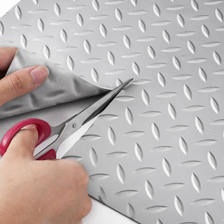 Garage Floor Mat 4.9x19ft Vinyl Garage Flooring Roll Anti-Slide Diamond Texture Gray Garage Mats for Under Car 93 sqft Covering Space DIY PVC Garage Floor Mat for Gyms Boats Car Trailer