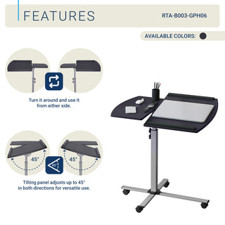 Rolling Adjustable Laptop Cart, Graphite