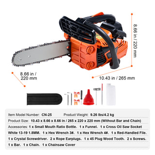 25.4CC Gasoline Chainsaw, 12 inch Bar