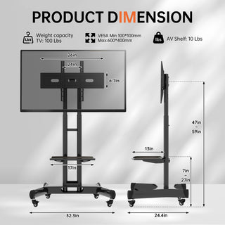 FANCO Universal Swivel TV Stand for 32–80 inch TVs, Height Adjustable Table Top TV Stand Mount with Tilt, Max VESA 600x400mm (Black)