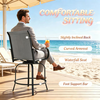 Swivel Patio Chairs,Outdoor Bar Stools,Breathable Chairs(Only 2 PCS chairs)