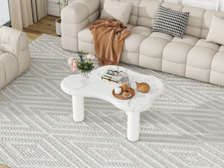 Cloud Coffee Table Classic Modern Marbling Tea Table, Irregular Indoor End Table For Living Room Apartment Free Shape with 3 Legs