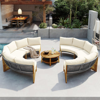 U_STYLE 6 - Person Outdoor Seating Group with Cushions and A Coffee Table(old sku:WY000379AAA)