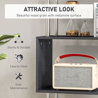 Modern S-Shaped 5 Tier Room Dividing Bookcase Wooden Storage Display Stand Shelf - Black